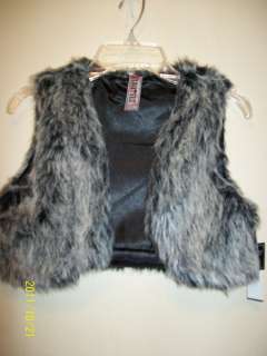 Beautees Girls Faux Fur Vest Black L NWT  
