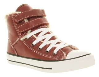 Converse Chuck Taylor Hi 2 Strap Burgundy Leather/Shearling Trainer 