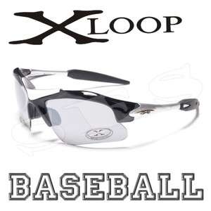 XLOOP Sunglasses Mens Sports Baseball Black Silver  