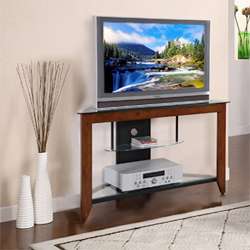 Medium Cherry and Black 42 inch Corner TV Stand  