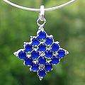 Sterling Silver Royal Blue Quartz Necklace (India 