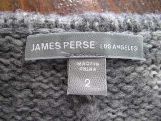 James Perse Dark Gray/Black Striped Short Sleeve Draped Chunky Sweater 