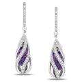 14k White Gold Amethyst and 1 5/8ct TDW Diamond Earrings (G H, SI1 SI2 