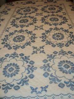 VINTAGE CROSS STITCH EMBROIDERY QUILT, HOME MADE QUALITY  