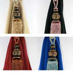 Antique Crystal Head Tassel Curtain Tie Backs (Set of 2)   