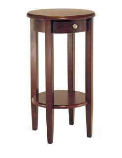 Concord Antique Walnut Wood Round Accent End Table  