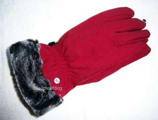 HEAD LADIES GLOVES Casual Evening Winter Faux Fur Cuff Lined Womens L 