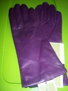 Ladies Fownes Purple Cashmere lined Leather Gloves,Smal  