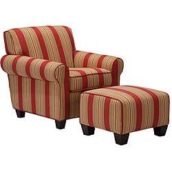 Mira 8 way Hand tied Red Arm Chair and Ottoman  
