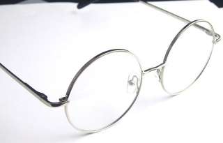 Oversize ROUND Spring Hinge Silver MAN Eyeglass Frame  