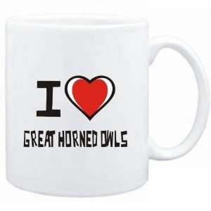  Mug White I love Great Horned Owls  Animals
