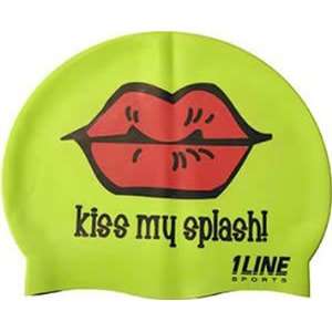  1 Line Sports Kiss My Splash Swim Cap GREEN ONE SIZE FITS 