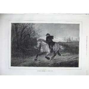   1871 Fine Art Belated Traveller Man Riding Horse Print