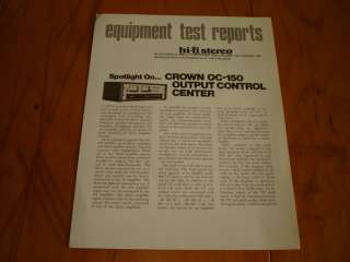 CROWN D 150A POWER AMP TEST REPORT 1976  