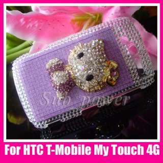 3D Purple hello kitty Bling Crystal Case cover for HTC T Mobile 
