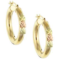 12k Black Hills Gold Tube Hoop Earrings  