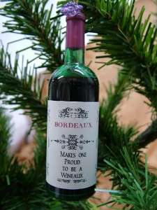 Wine Bottle Bordeaux Red Glasses New Christmas Ornament  