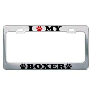  I LOVE MY BOXER Dog Pet Auto License Plate Frame Tag 