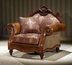 Warm Brown/Leather Rococo Accent Arm Chair LV692 1  