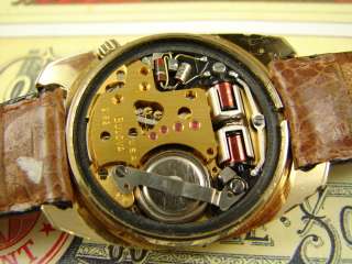 1975 BULOVA ACCUTRON MENS GOLD ELECTROPLATE VINTAGE BEEFY DAY DATE 