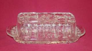 Vintage Pressed Glass Fancy Butter Dish with Lid  