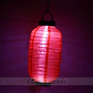 Long Round Solar Powered Red Lantern Light Garden Wedding Party Decor 