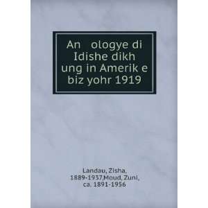  An ologye di Idishe dikh ung in AmerikÌ£e biz yohr 1919 