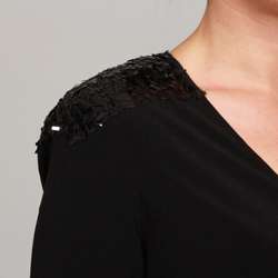 Calvin Klein Womens Black Sequin Shoulders Dress  