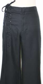   Black Cotton Twill TOM FORD Era LACE UP SIDES TROUSER PANTS 6/8  