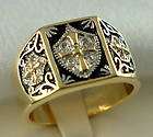 CREST KNIGHTS TEMPLAR mens ring two tone18K gold overlay sz 10