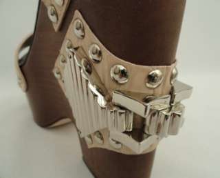 BN ROBERTO CAVALLI Croc Leather Platform Wedge Shoes Sandals UK8 41 