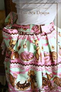 Sweet Lolita Little Bears Cafe Teddy Desert Mint Green Belted Skirt 