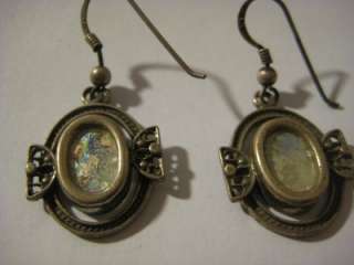 Ancient Roman Glass Sterling Silver Earrings , Vintage Jewelry, Holy 