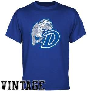  Drake Bulldogs Royal Blue Distressed Logo Vintage T shirt 