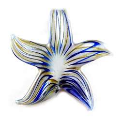 Murano style Glass White/ Gold/ Blue Star Pendant  