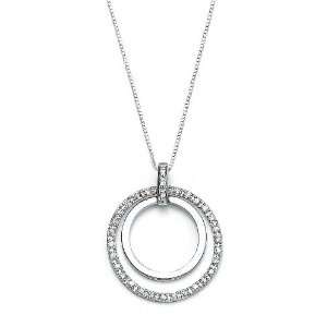  Sterling Silver CZ Double Circle Pendant   JewelryWeb 