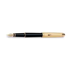   Gold Plated Cap with Black Barrel Small Fountain Pen