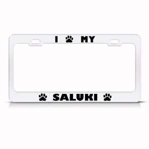  Saluki Dog White Animal Metal license plate frame Tag 