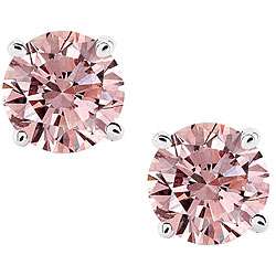   White Gold 7/8ct TDW Pink Diamond Stud Earrings (SI)  