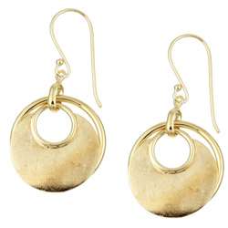 14k Gold over Silver Circle Drop Earrings  