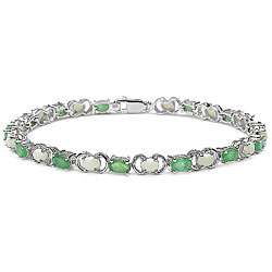 Sterling Silver Emerald and Opal Bracelet  