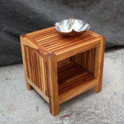   Wood Tung Oil finished Slat Shelf End Table (Thailand)  