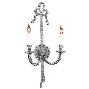  Bow/Tassel 21 High Pewter Two Light Wall Sconce