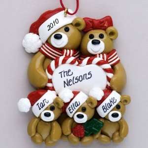  Bear Couple with Three Babies Personalized Christmas 