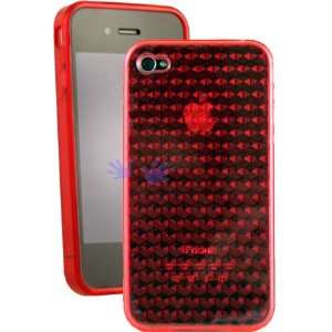  iGg iPhone 4 TPU Case with Inner Check Design   Clear Red 