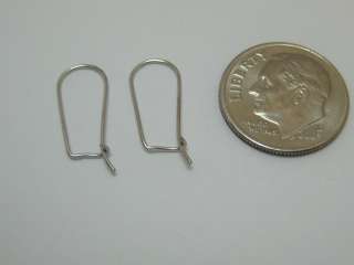 ONE PAIR SOLID 14K WHITE GOLD KIDNEY HOOK WIRES #M  