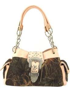 Light Pink Camo Mossy Oak Belt Buckle Cowgirl Handbag Purse  