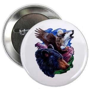  2.25 Button Bear Bald Eagle and Wolf 