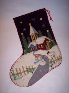 Christmas Handmade Stocking Felt Applique Church Night  
