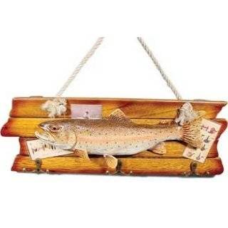 Raised Trout Fish on Wooden Plaque with Hooks (Great Keyholder) 17.5